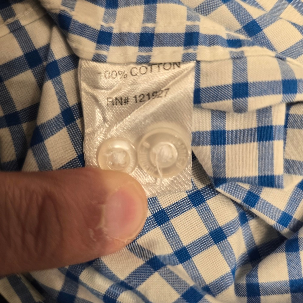 Johnnie-O Mens Blue White Gingham Check Long Sleeve Button Down Shirt Large L‎ - Picture 4 of 6